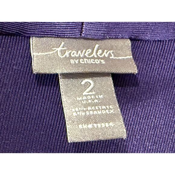 Chico’s Travelers™ Purple Drape Open Front Cardigan Size 2 (Large) Stretch Knit - Picture 3 of 12